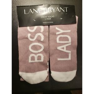 NWT Lane Bryant "Boss Lady" Crew Socks 1 Pair Light Purple Shoe Size 8-12